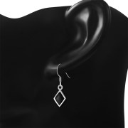 Black Onyx Rhombus Shape Silver Earrings, e403h
